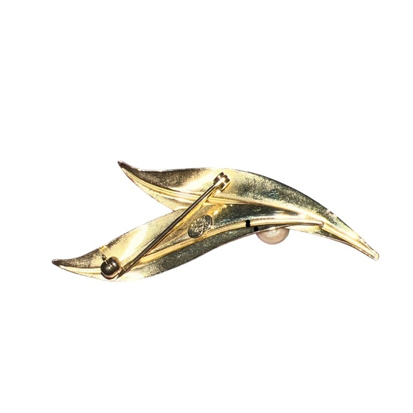 12k GOLD FILLED brooch with pearl pin vintage STAR ART Signed - Picture 2 of 3